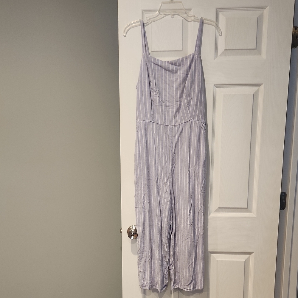 Old Navy Lavender and White Striped Jumpsuit Size Large